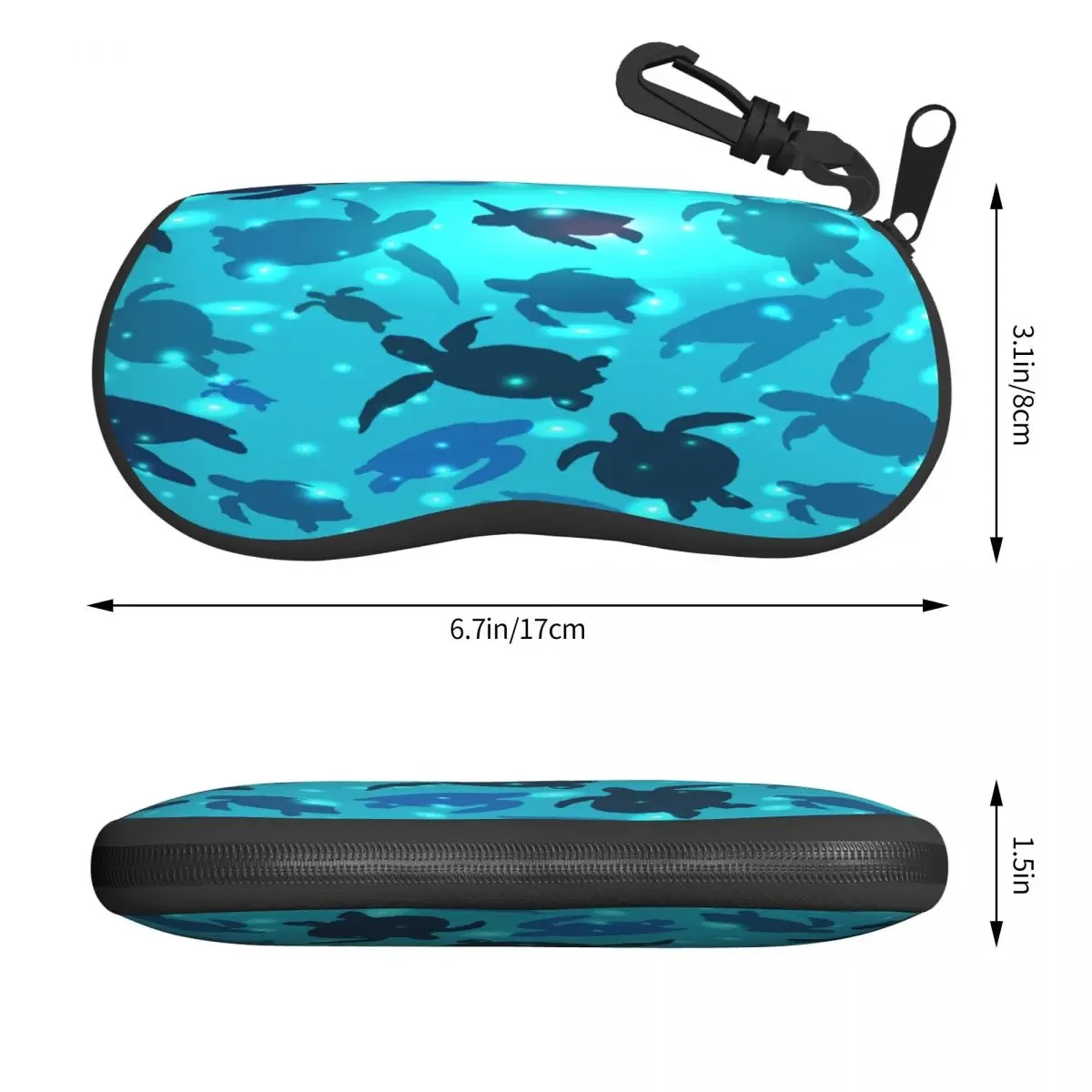 Portable Eyewear Case Sea Turtles Swim In The Ocean Sunglasses Soft Case Glasses Box with Lanyard Zipper Eyeglass