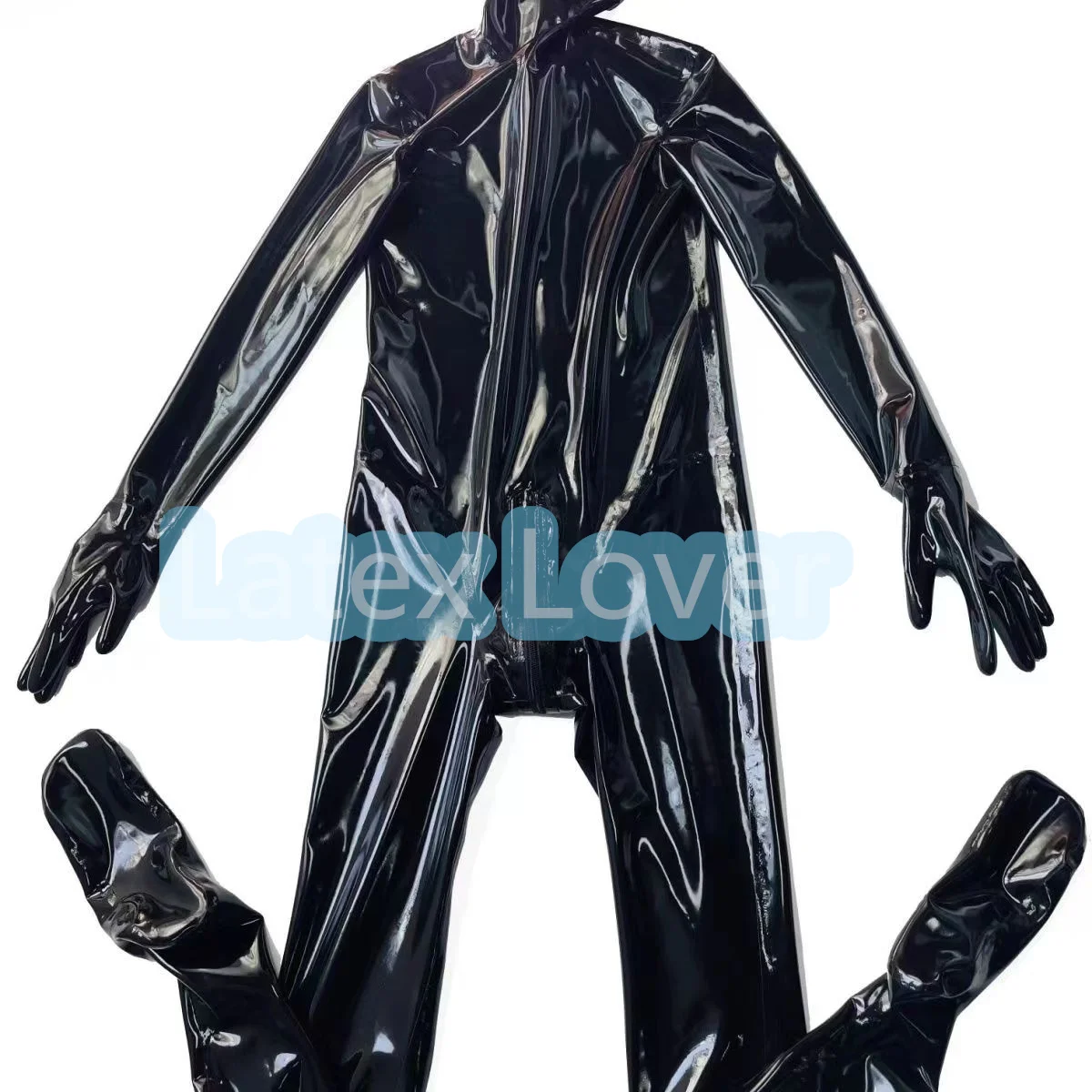 

Full cover latex Fetish Catsuit Men latex full catsuit with transparent eyes natural Latex Rubber material gummi 0.4mm