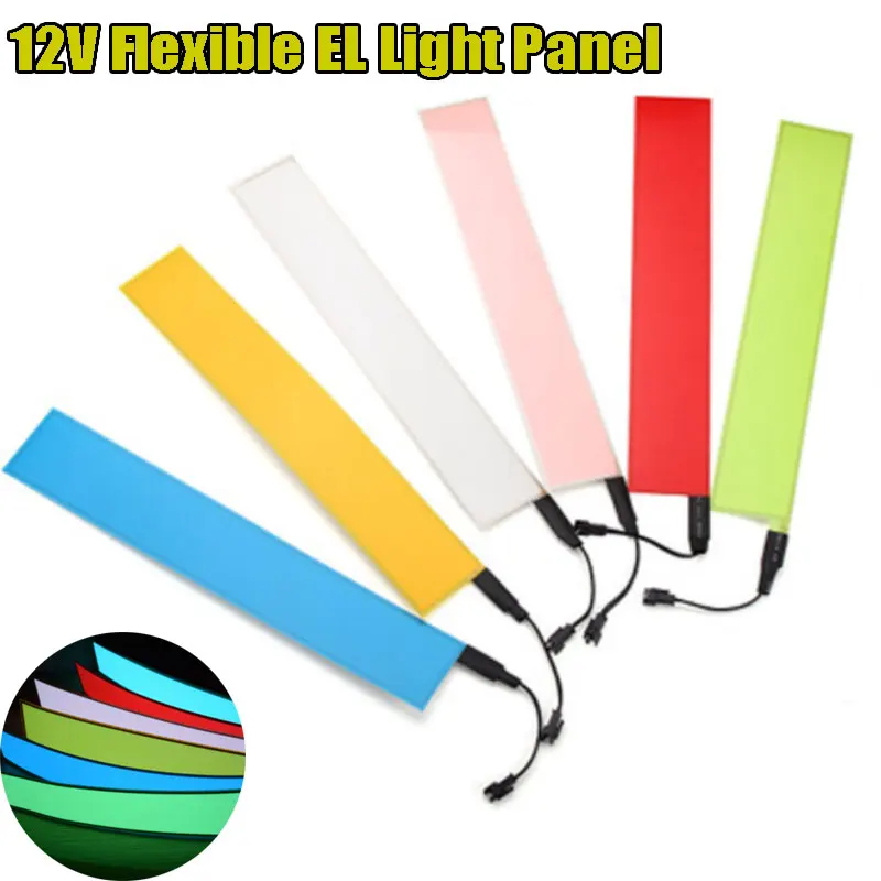 Flexible EL Light Panel Electroluminescent Back Light Strip Lamp for Home Car Party 30.3x5.3cm