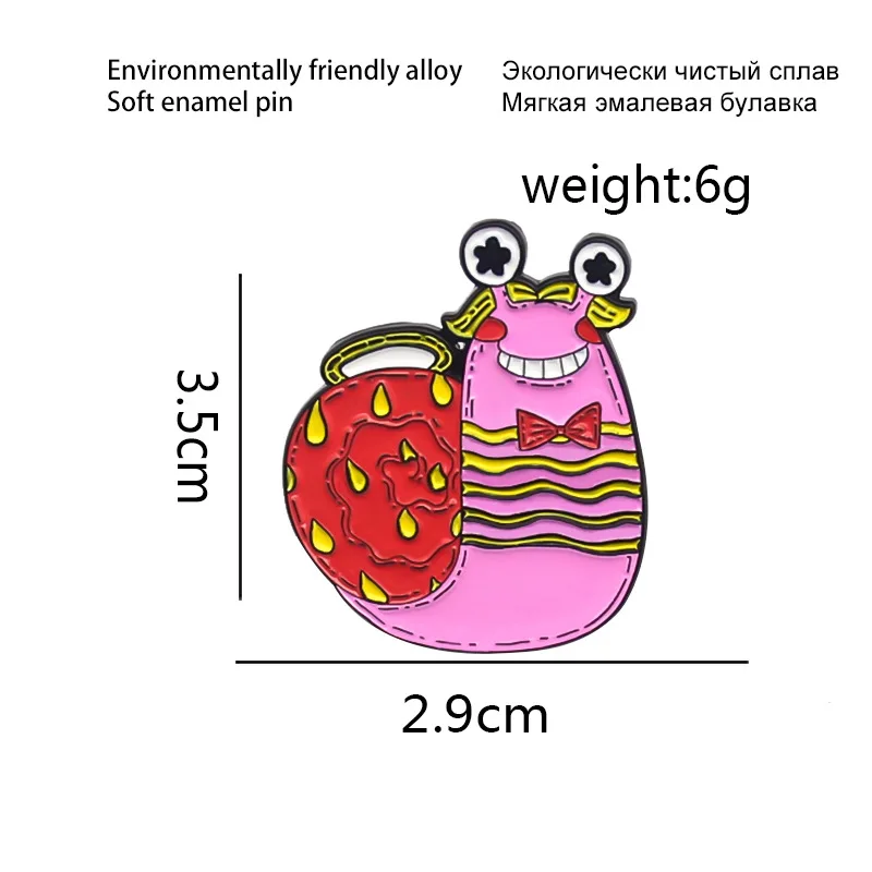 Śliczne emaliowane szpilki ślimak z kreskówki szkielet broszki koszula Lapel Bag naszywka zwierzę biżuteria prezenty dla przyjaciół dzieci nie spiesz się