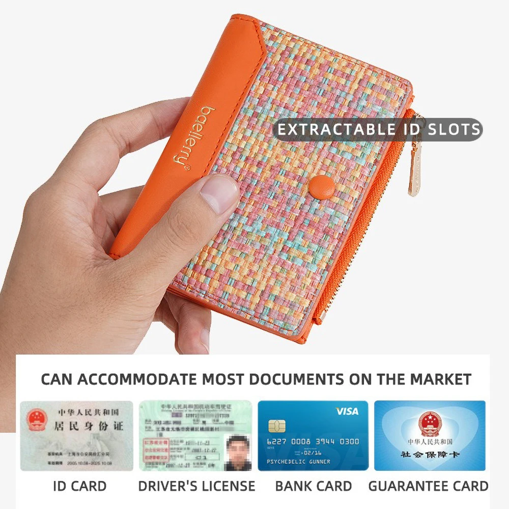 Baellerry Vegan Leather Short Purse 2025 - Secure Zippered Design, 4 Slot Card Wallet & Coin Pouch