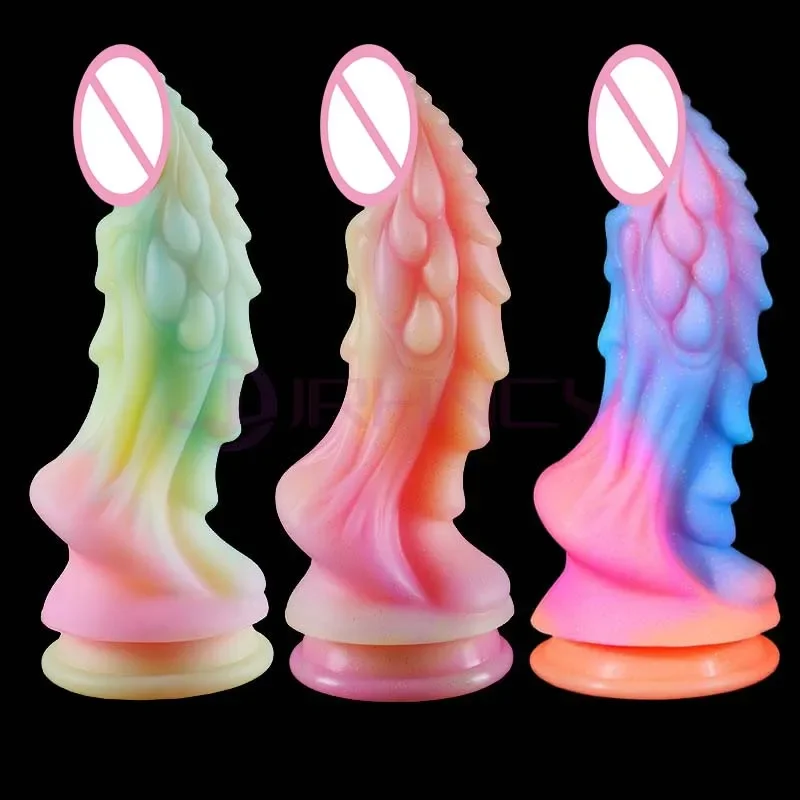 Luminous Monster Dildos for Women Adult Sex Toys Realistic Dildo with Suction Cup Gode Huge Silicone Fake Penis For Anal Toys
