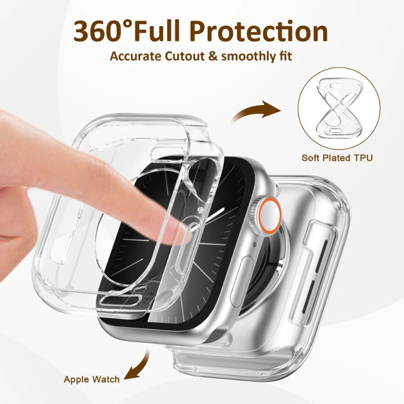 Enhanced Protective TPU Case for Apple Watch - Durable Full Cover Bumper (2-Pack)