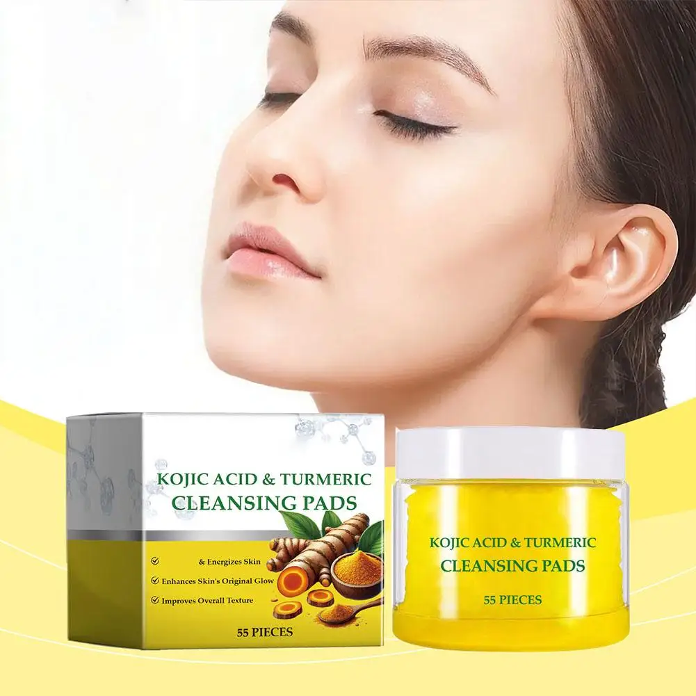 Facial Cleansing Pads Exfoliating Massage Balance Oil Removing Dead Skin Shrink Pores Smooth Turmeric Face Cleanser 40/55PCS 6