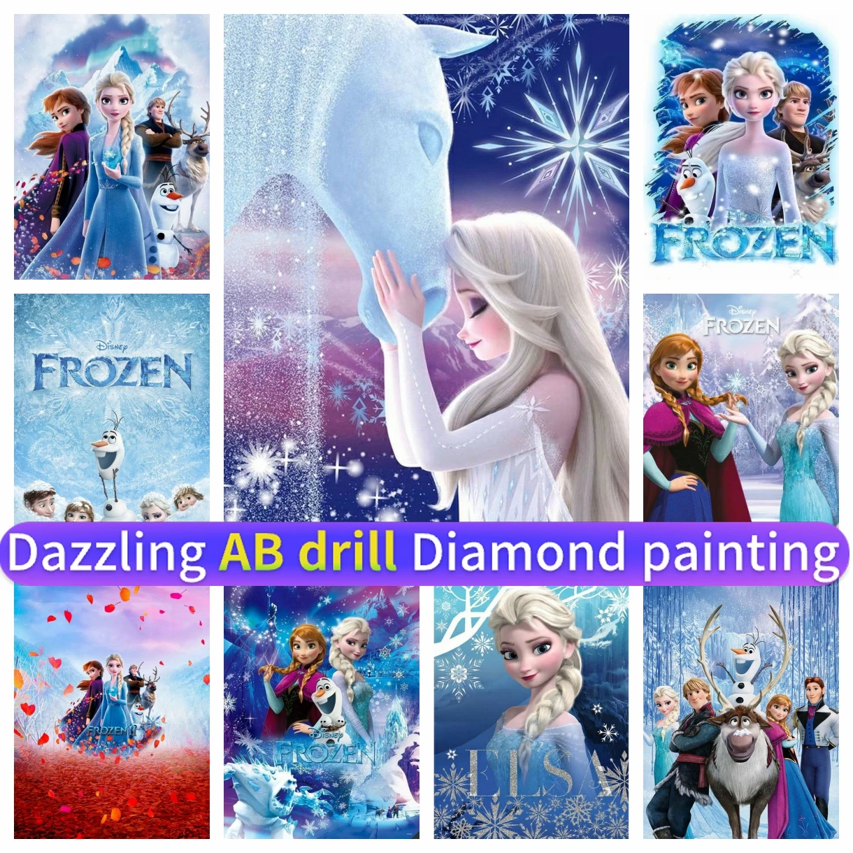 

Frozen Disney Elsa AB Diamond Painting Cartoon Movie 5D DIY Cross Stitch Kit Mosaic Embroidery Children's Gift Home Decor