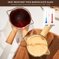 1pc Glass Measuring Cup Wood Handle Glass Espresso Measuring Cup Double Single Mouth Milk Coffee Clear Mug Coffee Supplies 6