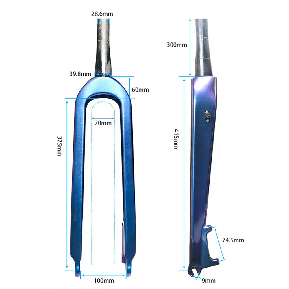 マウンテンバイクフォーク,ダウンヒルバイク用のすべてのカーボンファイバーフォーク,グラデーションカラー,26 27.5 29と互換性があります