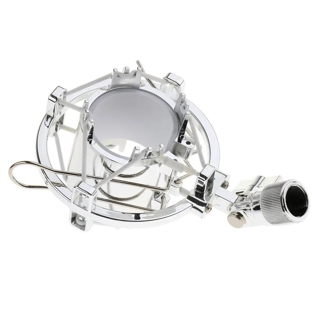 - 47mm Desktop Microphone Anti-Vibration Stand Shockproof Holder Silver Mic