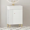 21.6" Open-shelving Bathroom Vanity With Ceramic Sink And Soft-Closing Door, Cloakroom Open Shelf Storage Cabinet On The Left Si 1