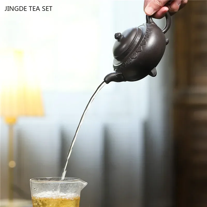 250ml Chinese Yixing purple clay teapot Raw ore black gold sand beauty tea infuser zisha filter kettle Tea set accessories