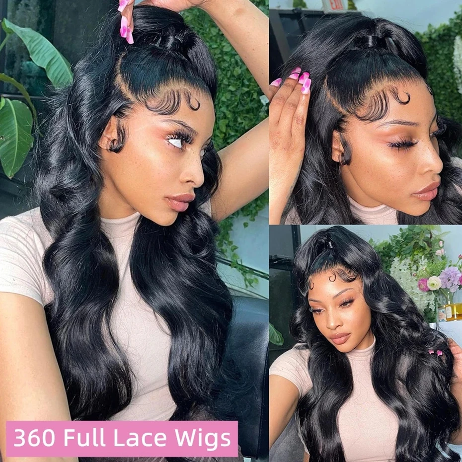 Human hair wig Body Wave 360 Lace Wig Human Hair Pre Plucked Transparent 13x4 Lace Frontal Wig Brazilian Hair Wigs Black Women Bling