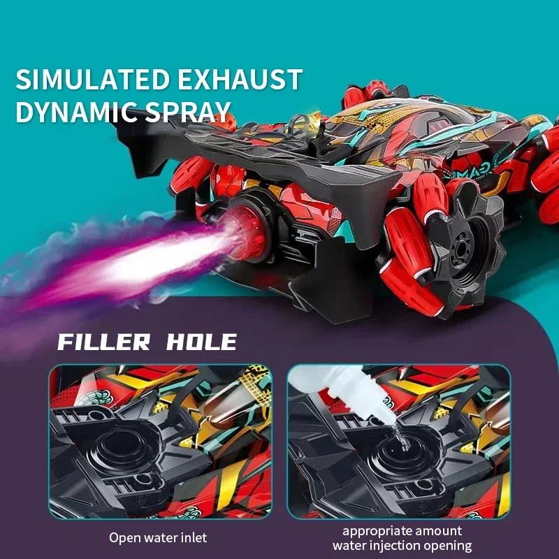 F2 RC Drift Car With Music Led Lights 2.4G Glove Gesture Radio Remote Control Spray Stunt Cars 4WD Electric Children Toys 2