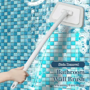Spazzola da parete per bagno Spazzola multifunzionale in spugna rimovibile con manico lungo Spazzole per vasca da bagno per pavimenti in piastrelle Strumenti per la pulizia della casa 1