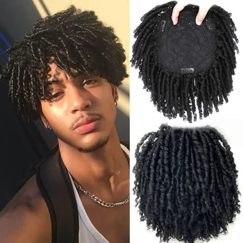 Short Dreadlock Braided Half Wig Black/Brown/Blonde/Gray Synthetic Soft Faux Locs Wigs Braiding Wigs for Black Women/Men 1