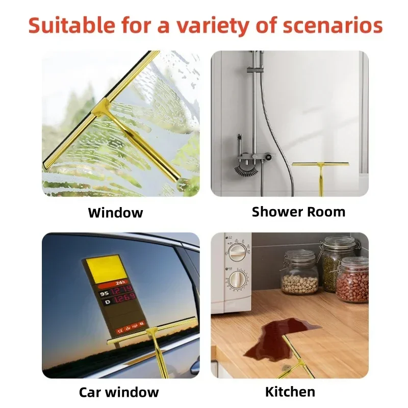 Stainless Steel Window Glass Cleaning Tool with Handle Silicone Rubber Brush Bathroom Shower Squeegee Kitchen Car Mirror Wipers cleaning brush window cleaning squeegee window cleaner window cleaning tool glass scraper glass window scraper cleaning squeegee shower squeegee scraper tool car glass cleaner