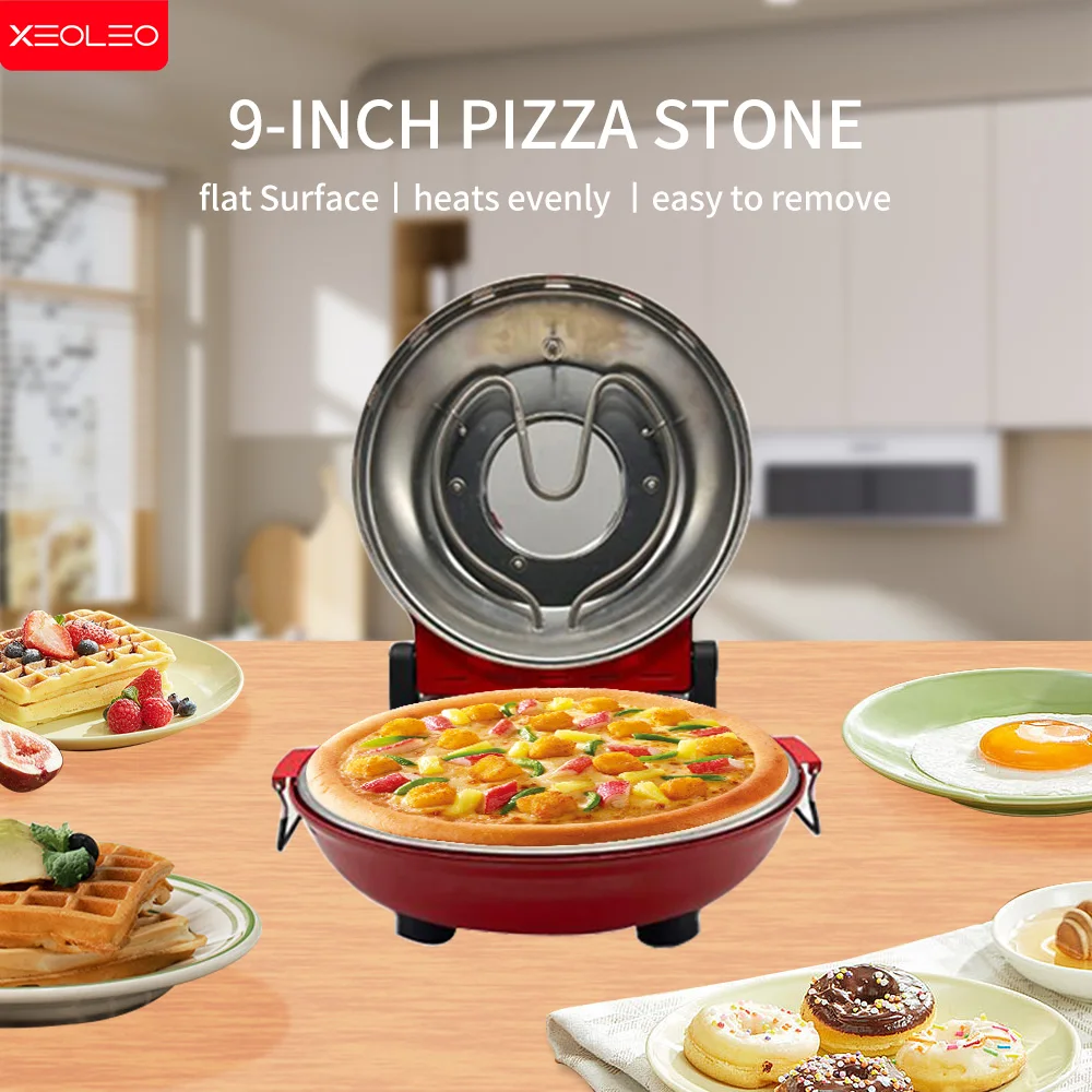 XEOLEO Electric Pizza Oven 1200W Ceramic Stone Plate Baking Pan Pizza Machine 30cm Diameter Frozen Bread Grill