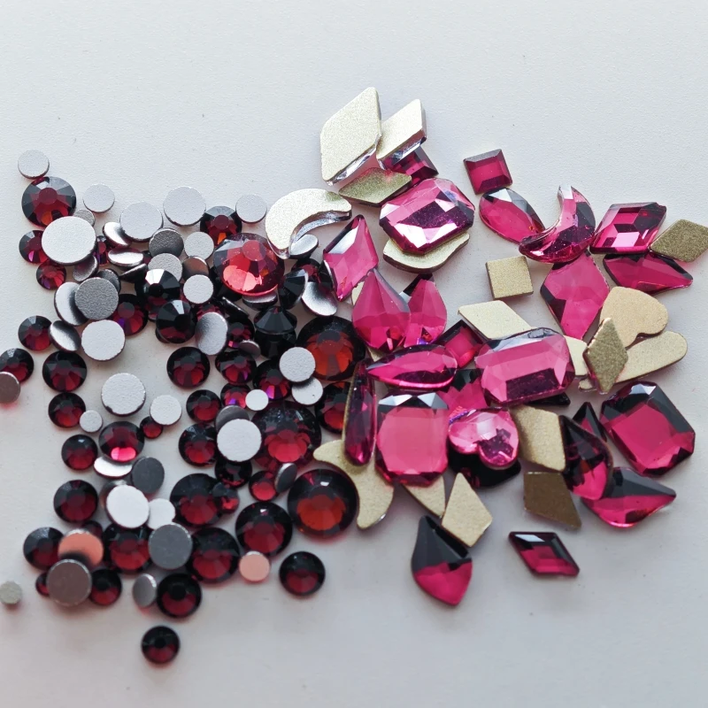 200 p/Pack Mini-Größe gemischt verschieden geformte mehrfarbige Kristall schlanke Strass 3d Maniküre Nail Art Dekoration Charms Schmuck – Detail 19