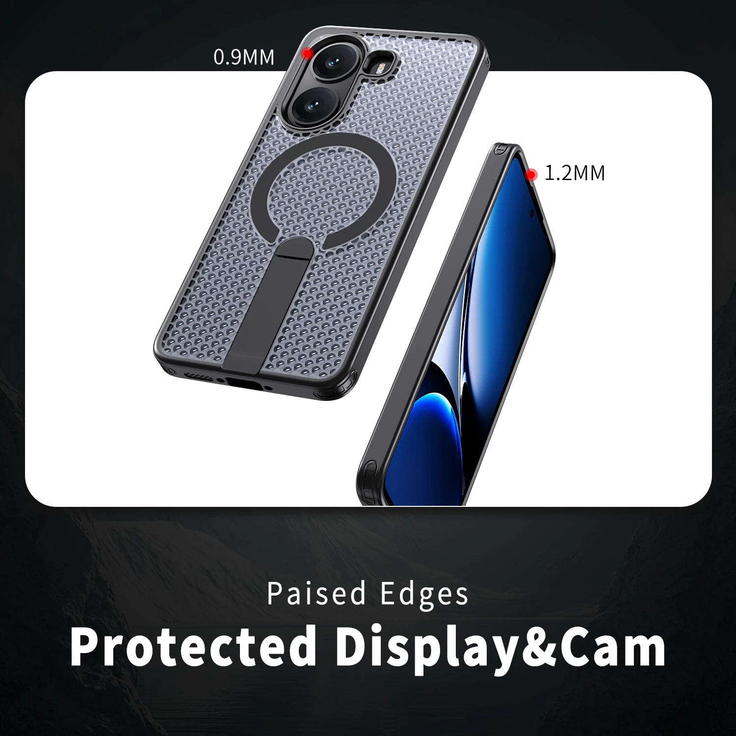 Magnetic Armor Phone Case with Cooling Hole Design and Metal Bracket
