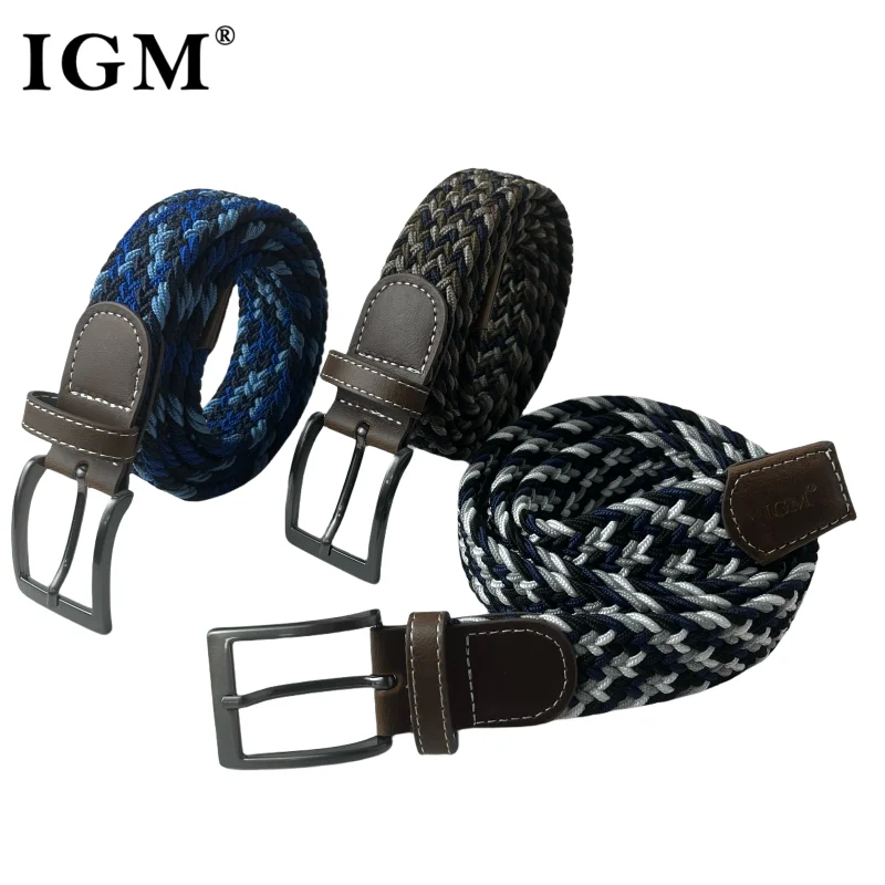 Braided Golf Belt for Men Stretchy Woven Canvas Women Belt No Hole Pin Buckle Elastic and Comfort for Casual Pants and Jeans