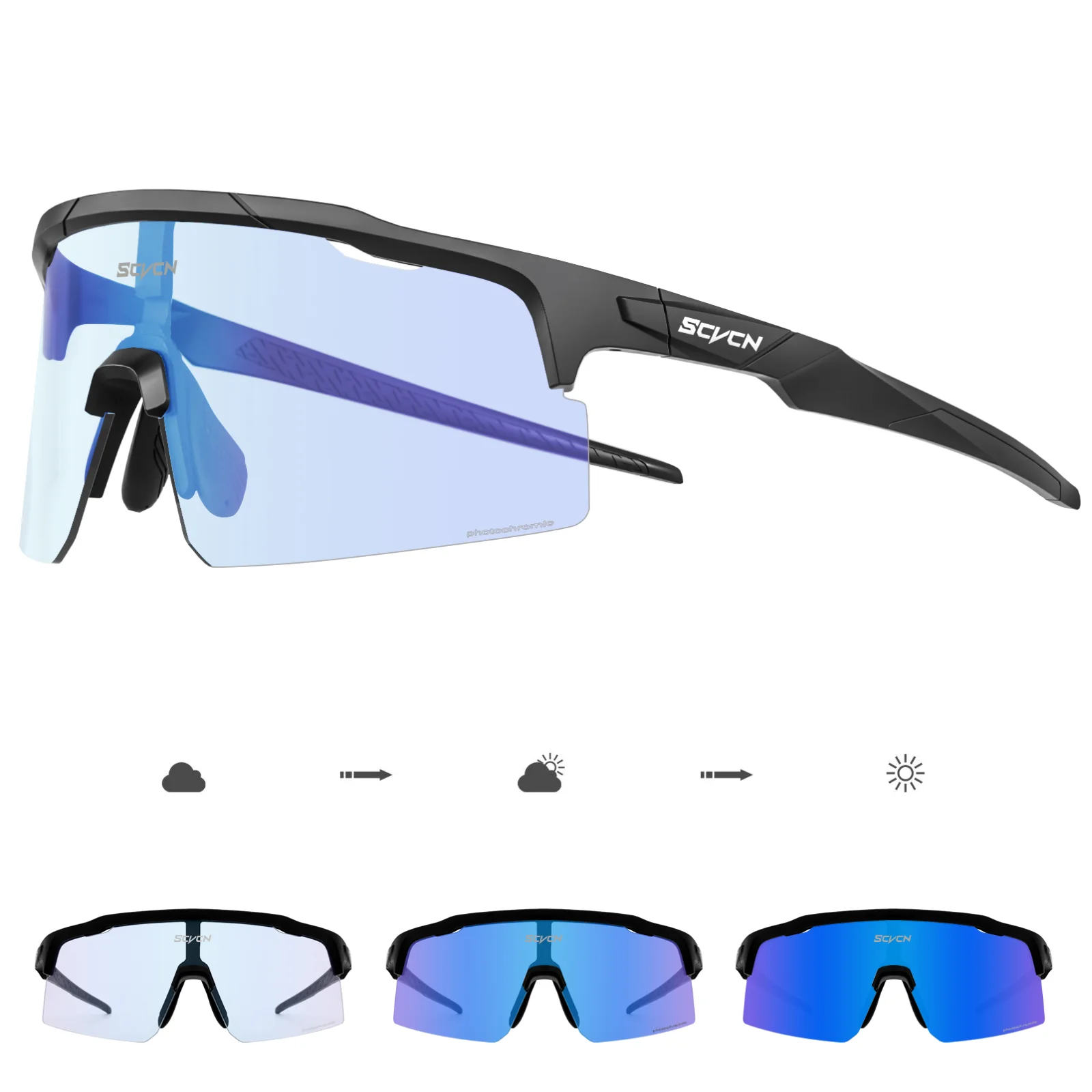 SCVCN Photochromic  Sunglasses for Man Cycling GlassesBike Glasses UV400 Rosd Speed Bicycle Eyewear MTB Outdoor Woman Goggles