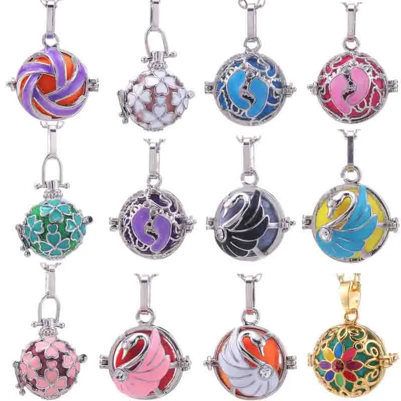 5Pcs/Lot Amulet Perfume Diffuser Small Cage Ladies Fashion Aromatherapy Necklace Pendant Harmony Ball Mix Jewelry Wholesale Gift
