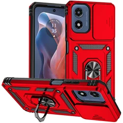 Enhanced Armor Case with Magnetic Ring Holder - Ultimate Protection Phone Cover for Moto G 5G 2024 (Red)
