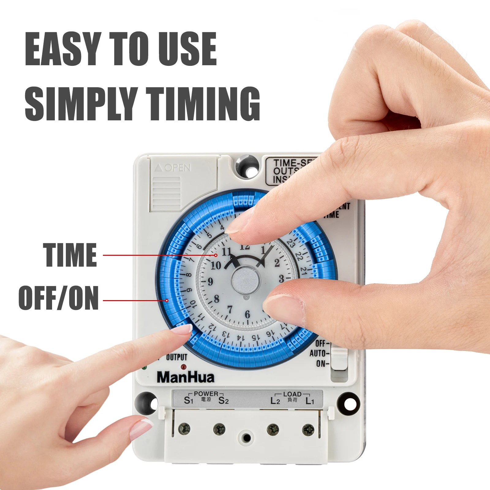ManHua 24H 12VDC 15A Din Rail Timer Switch TB35 Analog Time Control Switch Mechanical Time Controller 2