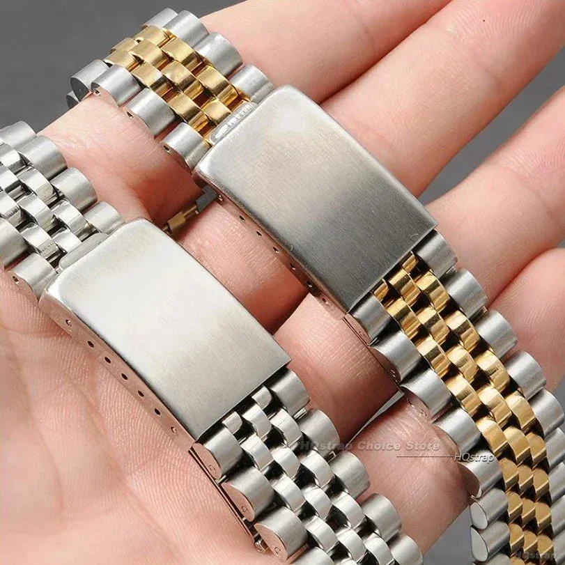 Curved End Solid Stainless Steel Men's Watchband Bracelet