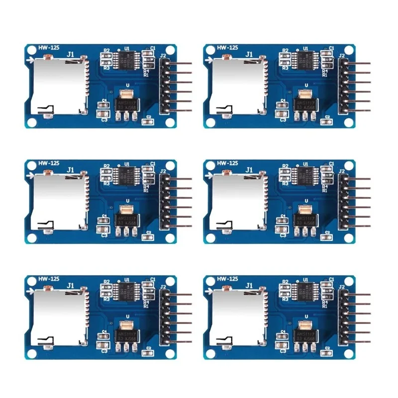 6Pcs Micro Sd Card Module Spi Interface Mini Tf Card Adapter Reader Con Conversione Di Livello Chip Per Arduino Uno R3 Mega 2560 Due