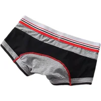 Sous-vêtements à angle plat pour hommes, taille moyenne basse en coton, coupe ajustée, couleur contrastée, sac surélevé en forme de U, sexy 3