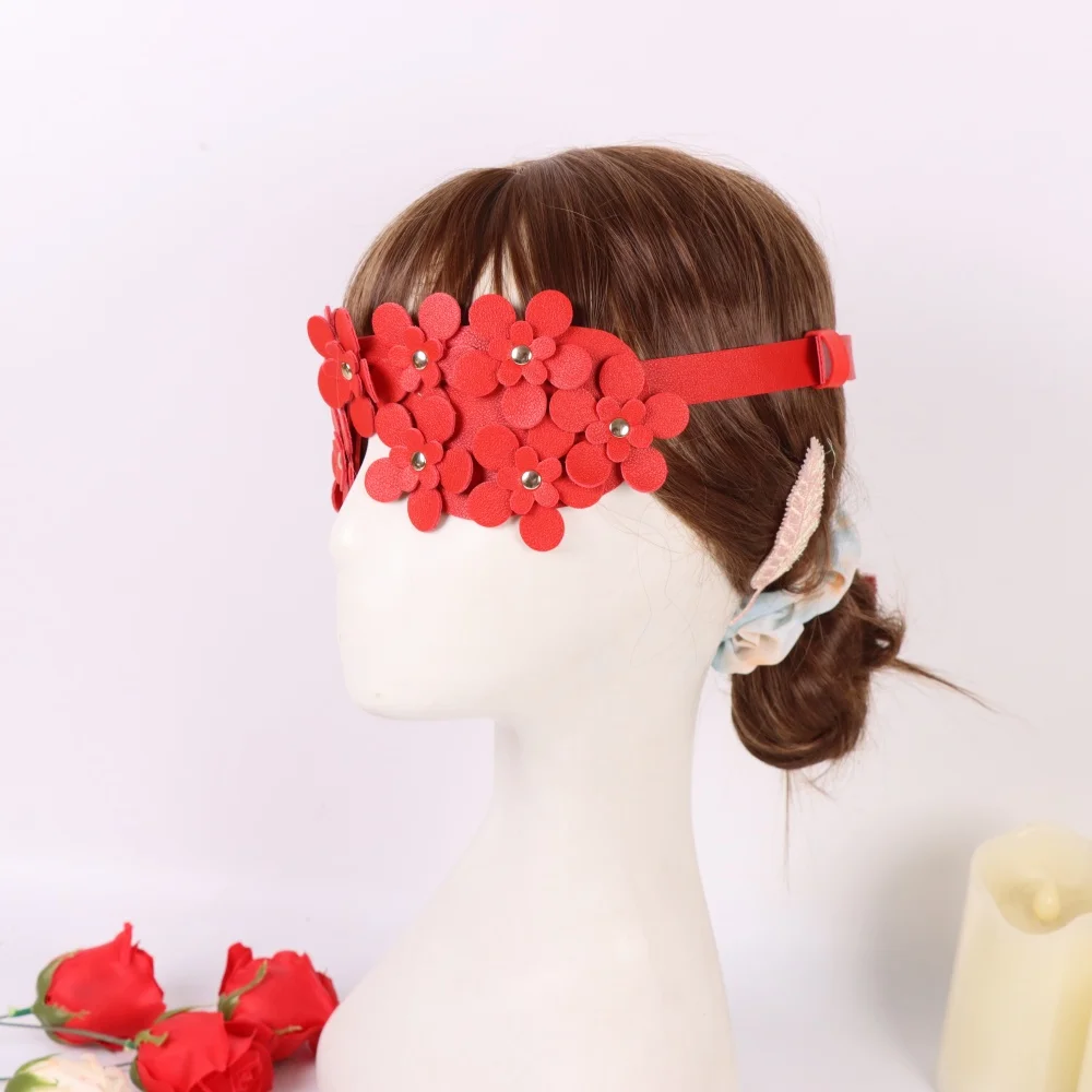 Elegante Damen-Halbgesichtsmaske mit rotem Blumenmuster – Gothic-Party, Halloween, Hochzeit, Maskenball, für Kostümveranstaltungen – Detail 10