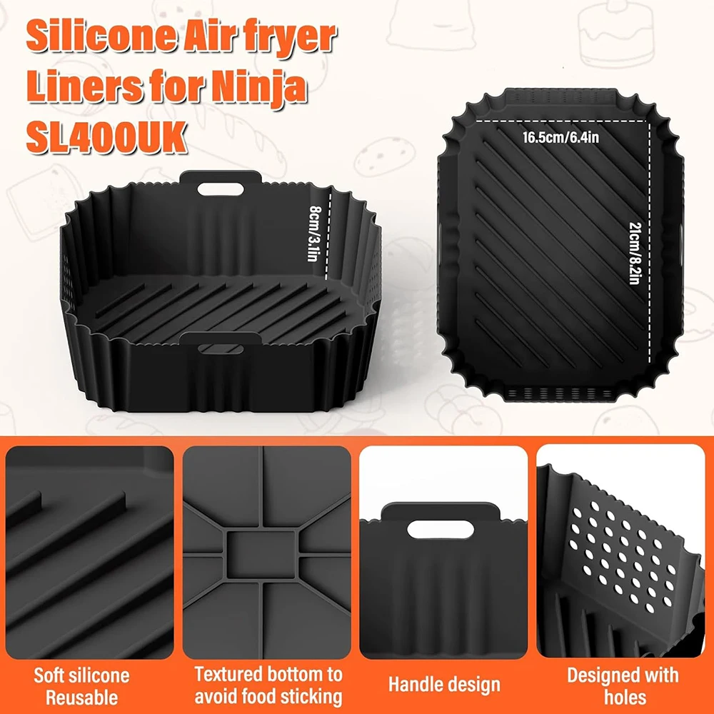 Air Fryer Silicone Liners Reusable For Ninja SL401 Double Stack XL 2-Basket Air Fryer