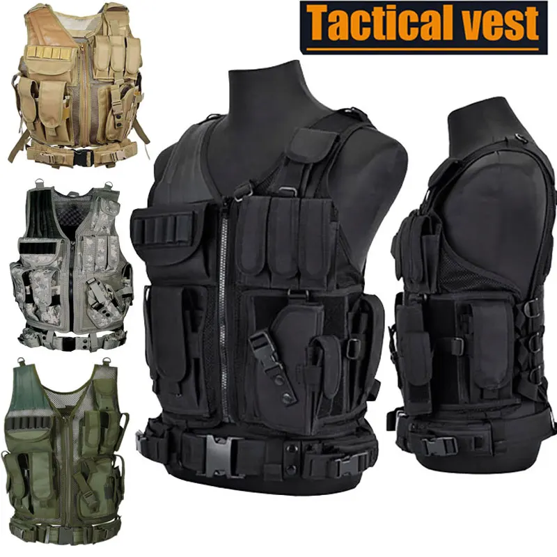 Taeku Gilet Tactique Réglable Oxford 1000D Sécurité Protection D'entraînement Gilet pour Chasse Randonnée Safari Travail Taeku Gilet Tactique Réglable Oxford 1000D Sécurité Protection D'entraînement Gilet pour Chasse Randonnée Safari Travail
