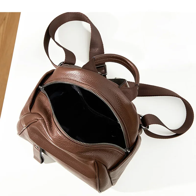 New Fashion Soft Natural Cow Leather Women Backpack Coffee 2 Sizes High Quality School Travel Shoulder Bags Satchel Rucksack 4