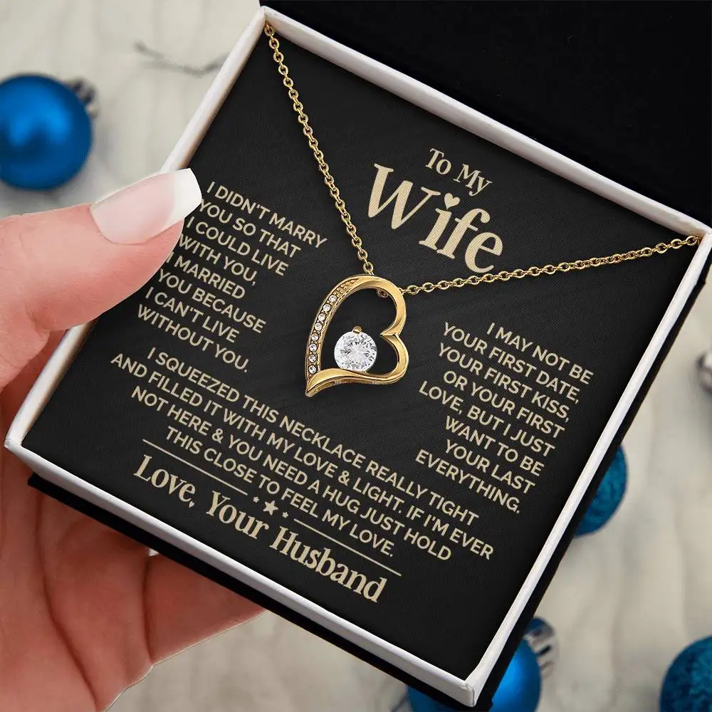 Heart Necklace Jewelry Box Gift Set for Wife with message card