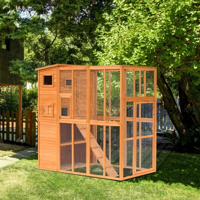 Casa grande para gatos al aire libre, resistente a la intemperie, casa de  gato de madera de 2 pisos con puerta de escape, plataformas, 2 pisos