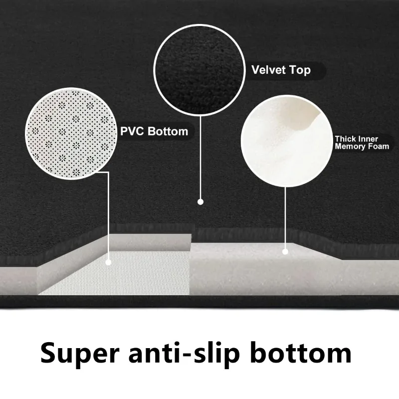 Plush Absorbent Bathroom Floor Mat - Soft, Anti-Slip, Flannel Water-Resistant Decor