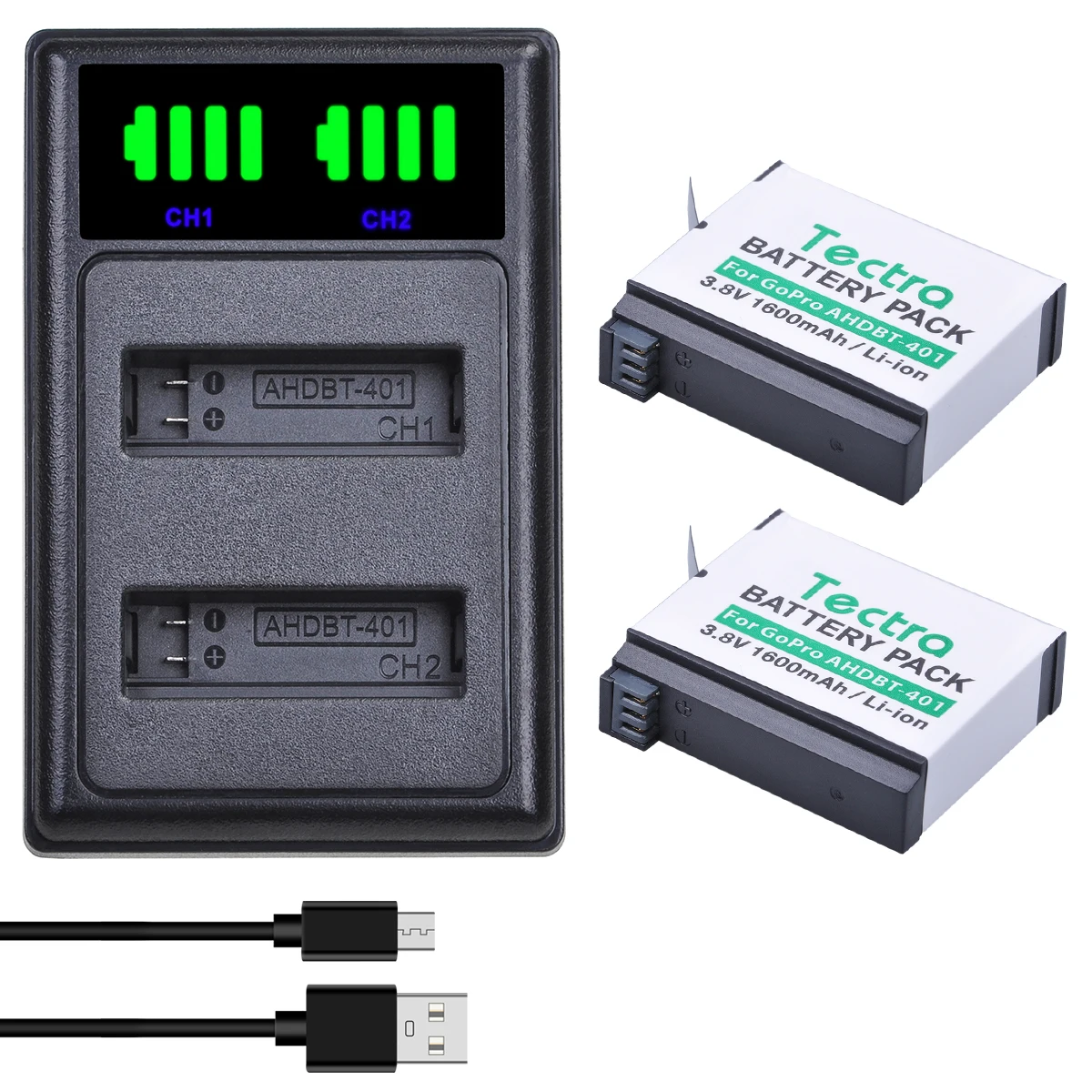 1600Mah Go Pro Hero 4 Batteria Al Litio E Caricabatterie Led Di Tipo C Per Gopro Hero4 Nero/Hero4 Argento Ahdbt-401