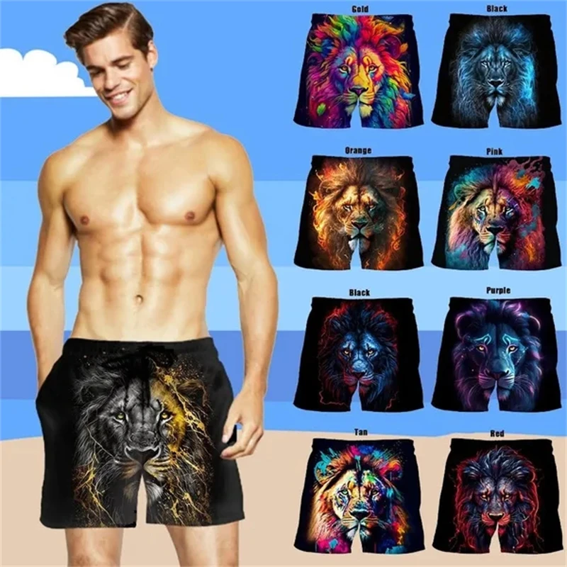 

Mens Fashion Lion 3d Printing Hip Hop Shorts Summer Men's Casual Personality Cool Gym Board Beach Shorts Ropa De Hombre Trunks