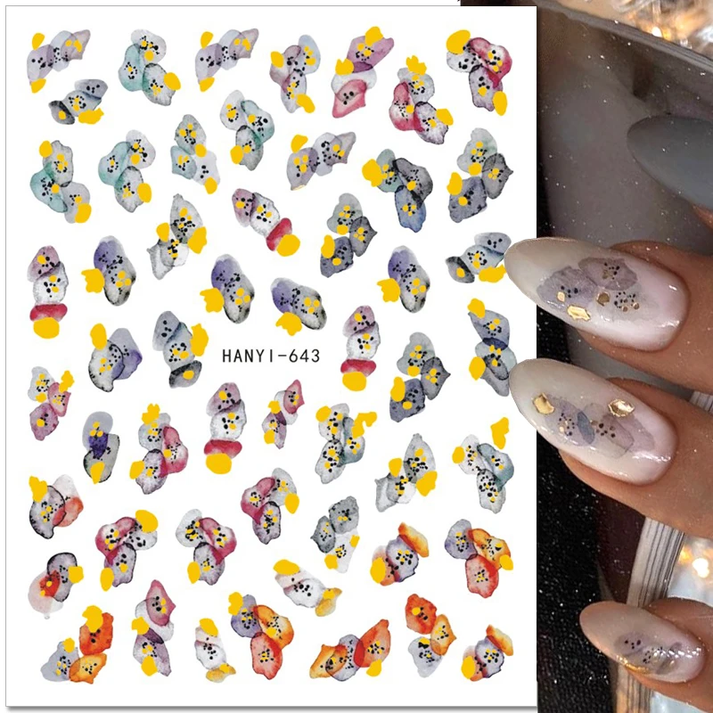 

1pc Bronzing Geometry Nail Stickers Graffiti Painting Colorful Nail Decals 3D DIY Tips Nail Art Decorations Nail Design Manicure