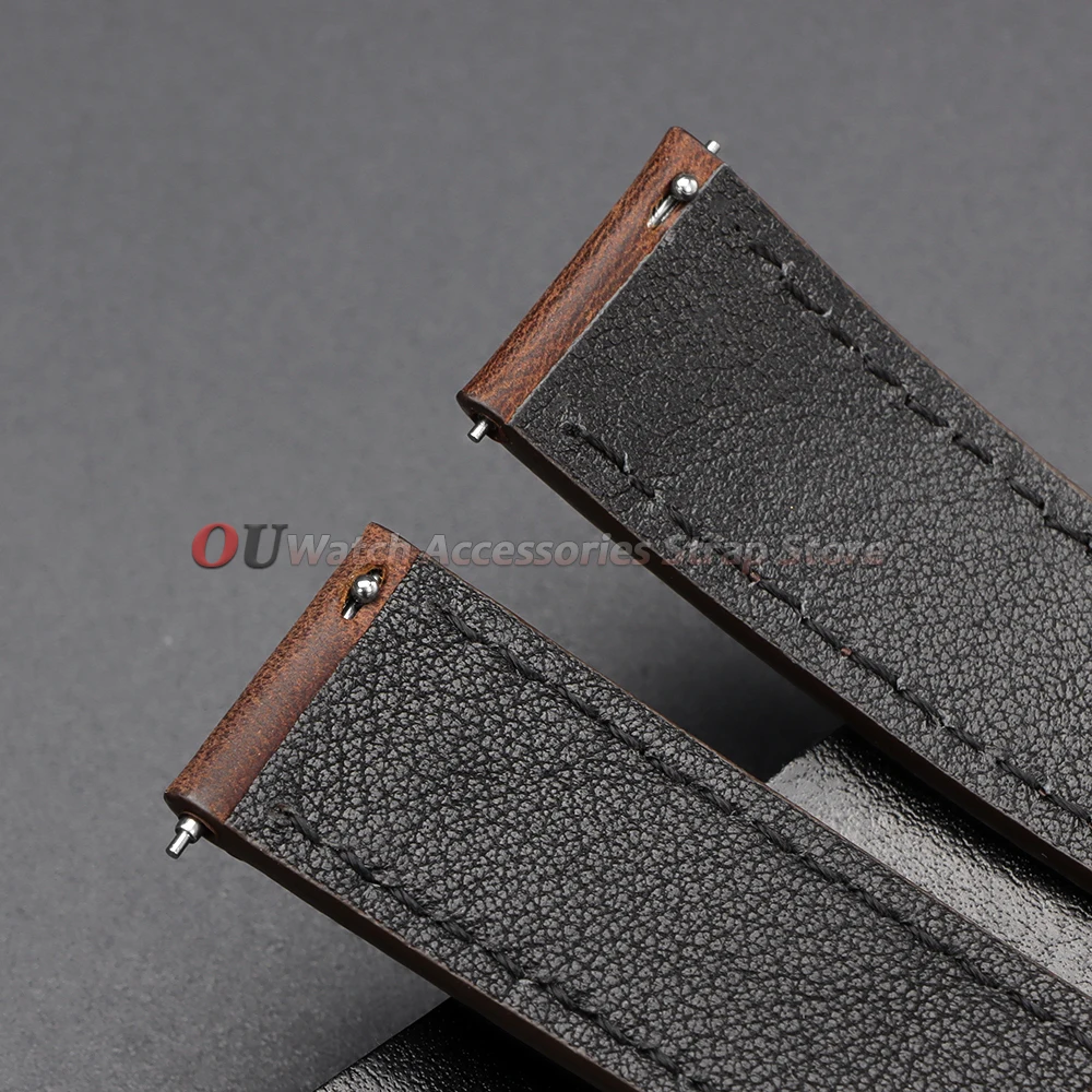 Vintage Crazy Horse Cowhide Leather Quick Release Watch Band Strap