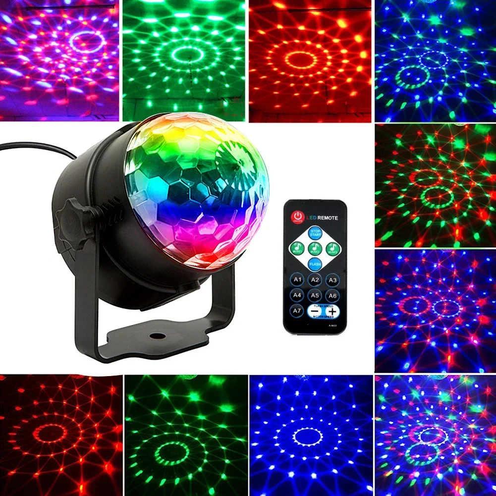 LED Stage Lights RGB Sound Activated Rotating Disco DJ Party Magic Ball Strobe Mini Laser Projector Lamp Home KTV Christmas Show