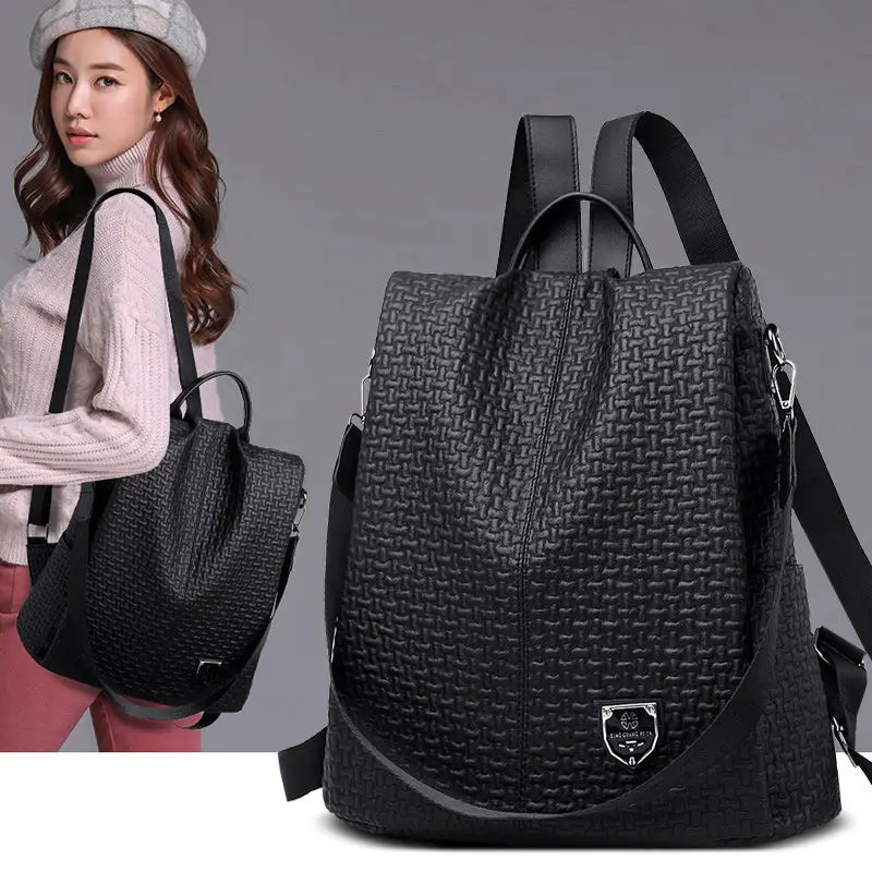

The New Shoulder Bag Female Korean Version Anti-theft Trend Fashion and Large-capacity PU Backpack Soft Casual Travel Bags