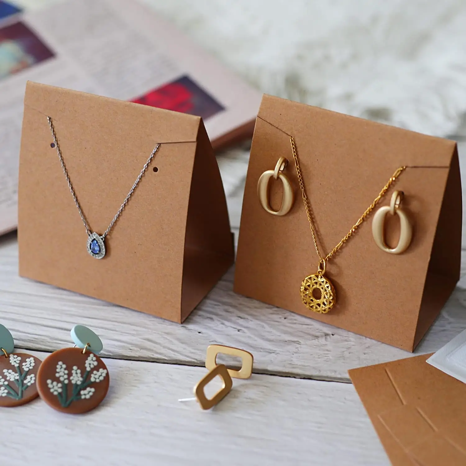 10/200 stücke Papier Stehende Halskette Display Karten Stehen Karton Für Ohrringe Ohr Studs Schmuck Verpackung Kleine Unternehmen Liefert – Detail 6
