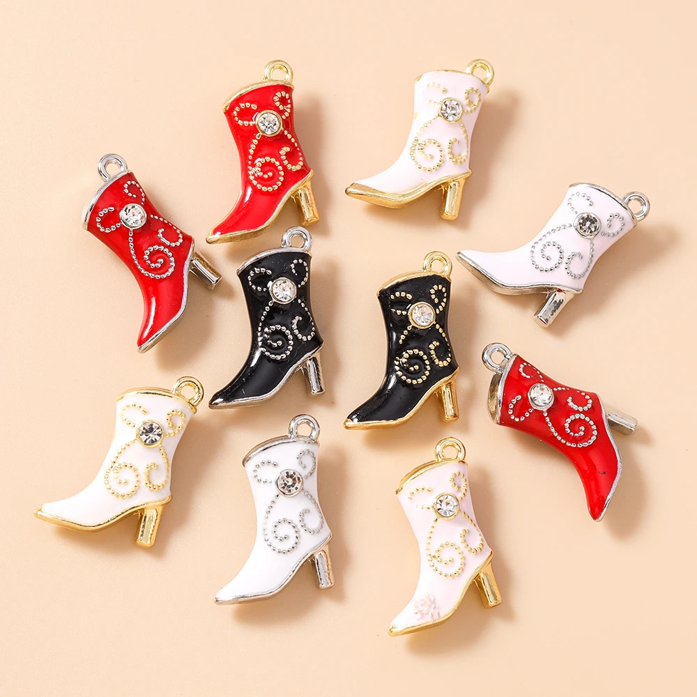 Leslie 5 Stück 16*22mm Exquisite Niedliche High-Heels-Stiefel-Anhänger DIY Ohrringe Halsketten Schmuckherstellung Handgemachtes Kunsthandwerk