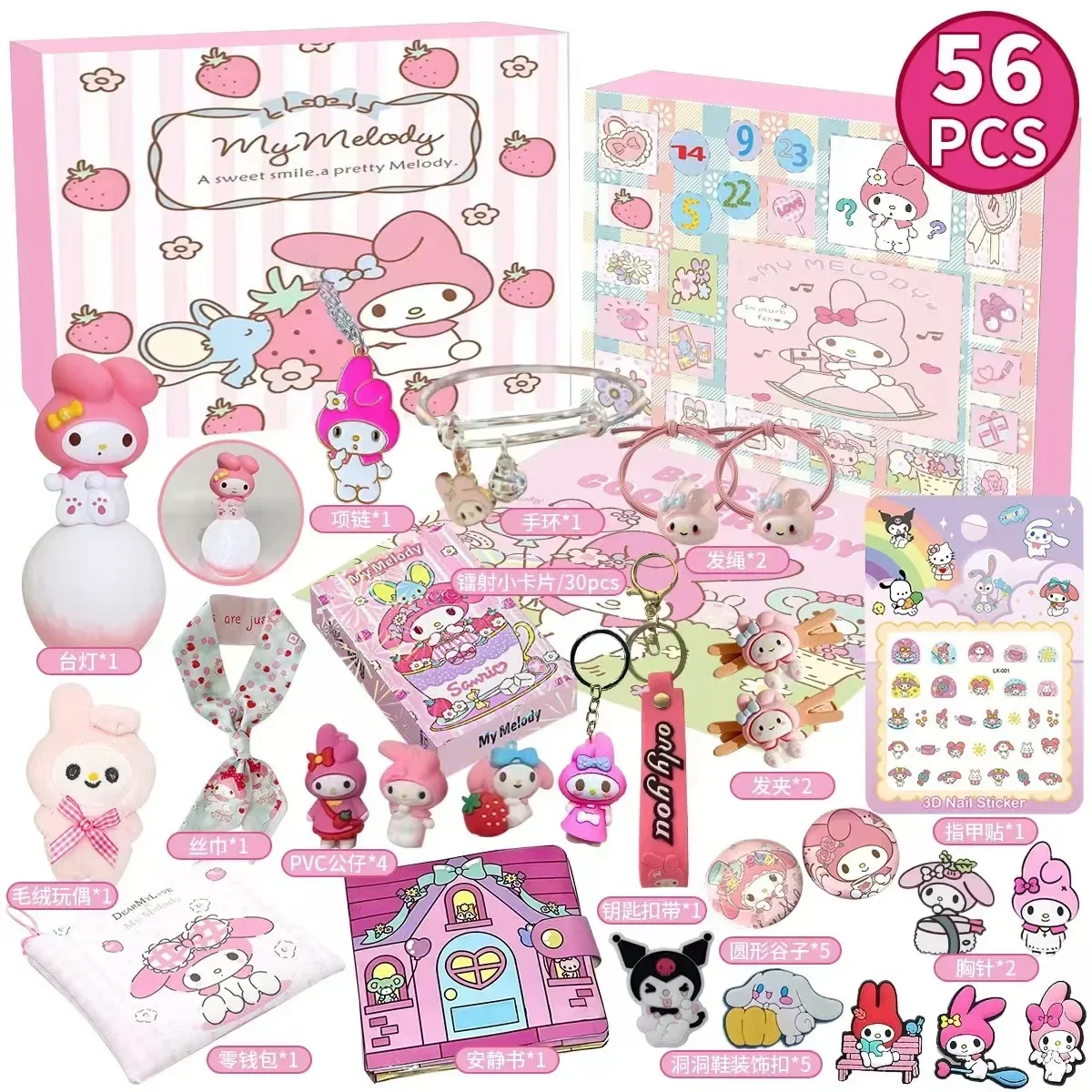 Calendario de Adviento de Navidad 2024 Kawaii Sanrio Cinnamoroll Kuromi Anime Dibujos Animados Figura Al Azar Adorno Llavero Regalo Niños Juguete