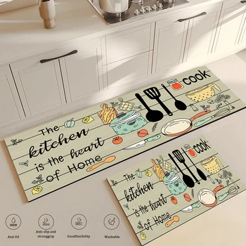 1 pezzo, coltello da cartone animato e forchetta da cucina tappeto impermeabile per porta, tappetino da cucina, può lavare tappeto decorativo per la casa super assorbente 1