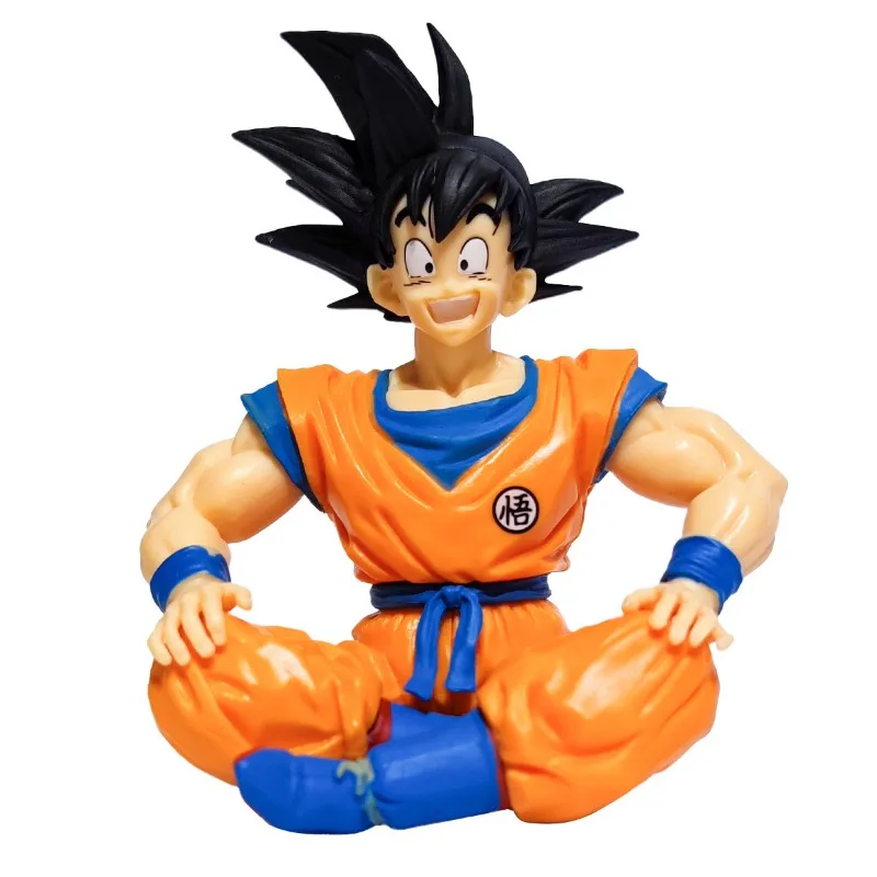 

New Anime Dragon Ball Figures Sitting Posture Goku Orange Clothes Action Figures Cartoon Doll Model Decoration Box Boys Gifts