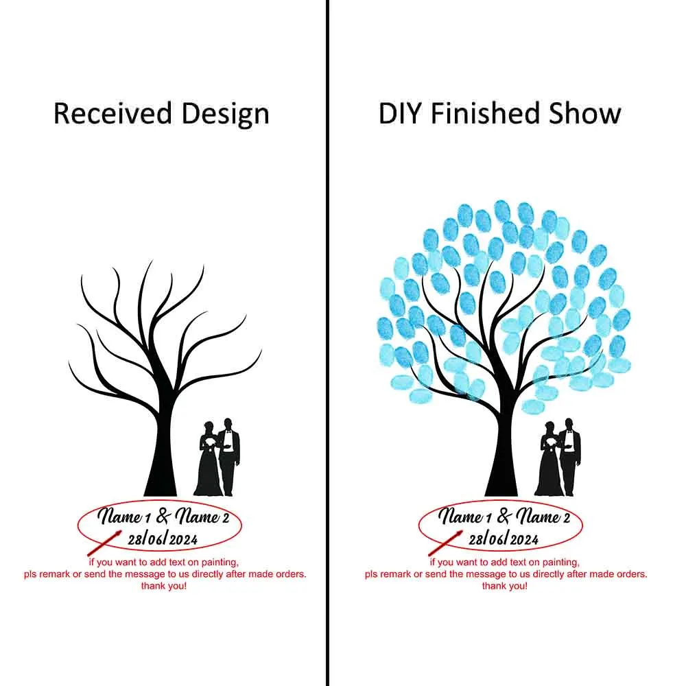 30x40cm Multi Size DIY Fingerprint Tree Canvas Painting Party Favor Guest Signature Book Wedding Events Decoration Gift