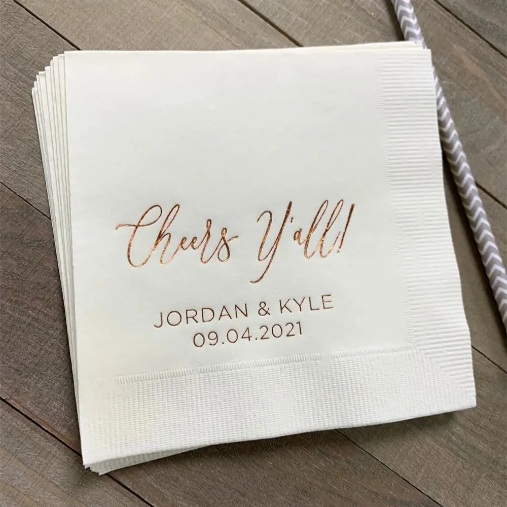 

Personalized Napkins Wedding Napkins Custom Monogram Cheers Y’all Rehearsal Dinner Beverage Cocktail Luncheon Dinner Guest Towel